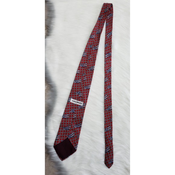 John Weitz Vintage BiPlane Airplane Silk Mens Tie - Picture 3 of 5